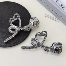 1pc Retro Metal Rose Hair Claw French Chic Updo Clip Back of Head Claw Shark Clip Hair Accessories