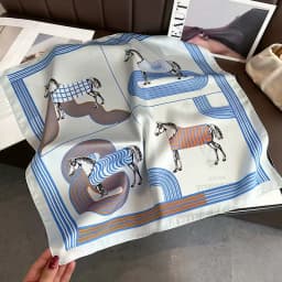Luxury Silk Shawl Square Scarf Women Horse Satin Hijab Fashion Wraps Neckerchief Female Hair Bands Ribbon Headband Bandana 70CM