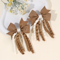 2Pcs Ribbon-Tassel Hair Clips Popular Sweet Rainbow Curly Ribbon Double Ponytail Hairpin Baby Girl Hair Accessories For Children
