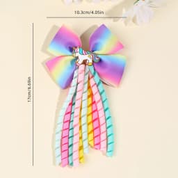 2Pcs Ribbon-Tassel Hair Clips Popular Sweet Rainbow Curly Ribbon Double Ponytail Hairpin Baby Girl Hair Accessories For Children