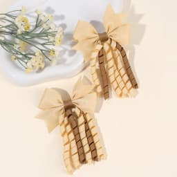 2Pcs Ribbon-Tassel Hair Clips Popular Sweet Rainbow Curly Ribbon Double Ponytail Hairpin Baby Girl Hair Accessories For Children