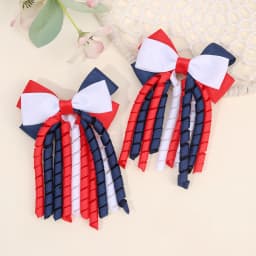 2Pcs Ribbon-Tassel Hair Clips Popular Sweet Rainbow Curly Ribbon Double Ponytail Hairpin Baby Girl Hair Accessories For Children