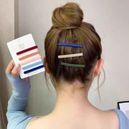 6PC Korean Simple Style Solid Khaki Pink Color Matte Hairpin Hairgrip for Girls Women Sweetly Hair Side Clips Accessories