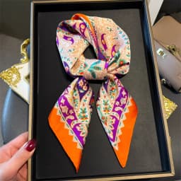 New Fashion Paisley Print Shawl Square Scarf for Women Soft Satin Wraps Neckerchief Female Hair Bands Ribbon Headband Bandana