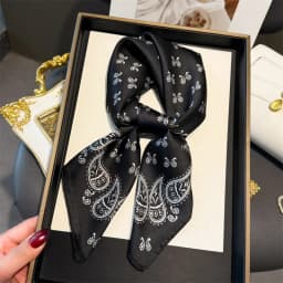 New Fashion Paisley Print Shawl Square Scarf for Women Soft Satin Wraps Neckerchief Female Hair Bands Ribbon Headband Bandana