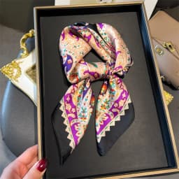 New Fashion Paisley Print Shawl Square Scarf for Women Soft Satin Wraps Neckerchief Female Hair Bands Ribbon Headband Bandana