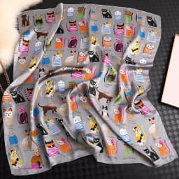 Luxury Brand 2025 New Fashion Summer Silk Square Scarf Women Cat P Satin Neck Hair Tie Band Beach Hijab Head Female Foulard