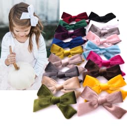 2 PCS Vintage Velvet 3.5 inch hair bow clips Baby Girls fabric piggy tail Hair clips Barrettes Hairpins Kids Hair Accessories