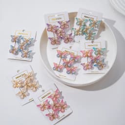 5PCS Sweet Macarons Gradient Color Cute Butterfly girl Hairpins women Headwear Princess Barrette Girls Hair Accessories