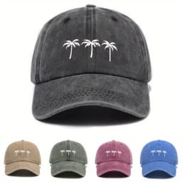 Three coconut tree printed baseball caps for men and women, casual outdoor travel, beach duckbill caps, simple accessories