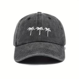 Three coconut tree printed baseball caps for men and women, casual outdoor travel, beach duckbill caps, simple accessories