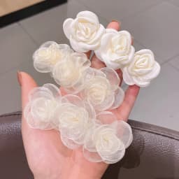 1pc ultra-fantasy camellia hair clip temperament mesh side clip bangs clip top clip spring clip hairpin floral hair accessory