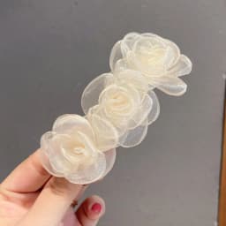 1pc ultra-fantasy camellia hair clip temperament mesh side clip bangs clip top clip spring clip hairpin floral hair accessory