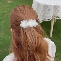 1pc ultra-fantasy camellia hair clip temperament mesh side clip bangs clip top clip spring clip hairpin floral hair accessory
