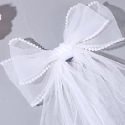 White Tulle Hair Clips For Girls Fairy Mesh Bow Large Hairpin Flower Barrette Summer Party Wedding Women Headdress Accessories