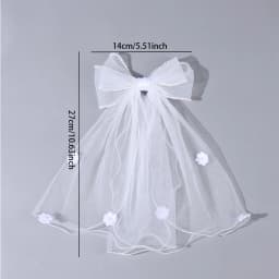 White Tulle Hair Clips For Girls Fairy Mesh Bow Large Hairpin Flower Barrette Summer Party Wedding Women Headdress Accessories