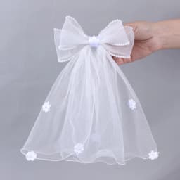 White Tulle Hair Clips For Girls Fairy Mesh Bow Large Hairpin Flower Barrette Summer Party Wedding Women Headdress Accessories