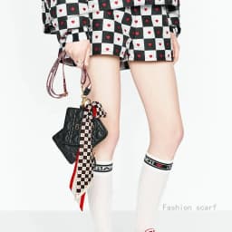 Black and White Checkerboard Women's Accessories Long Small Scarf Gray Silk Scarf Tied Princess Diana Bag Ribbon Wholesale