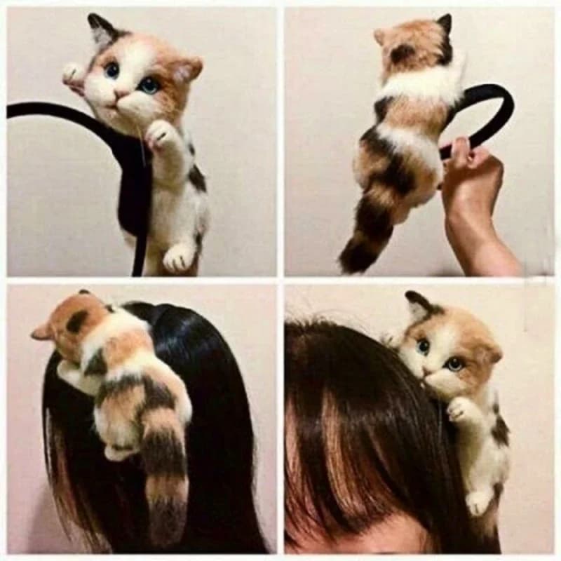 Hair Band Wool Felt Plush Toys Cute Hair Accessories Animal Simulation Crafts Cute Cat Headband Ladies Hair Accessories Party