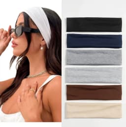 6PCS Simple Basic Solid Color Sports Yoga Hair Bands Running Antiperspirant Sweat Absorbent Headbands for Men and Women