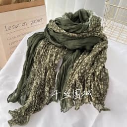 New Retro Art Cotton and Hemp Folded Thin Versatile Shawl with Small Fragmented Flower Scarf and Japanese Autumn and Winter