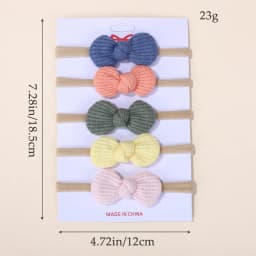 20Pcs/Set Cotton Baby Bows Headband Nylon Headbands Hair Bands for Children Girls Soft Hairband Toddler Random Hair Accessories