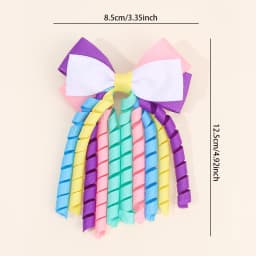 2Pcs Curly Ribbon Hair Clips For Girls Sweet Cute Colorful Tassel Bow Barrette Ponytail Hairpins Children Headdress Accessories