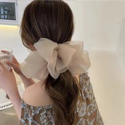 Elegant Snow Chiffon Bow Spring Clip for Stylish Women's Hair Styling Accessories