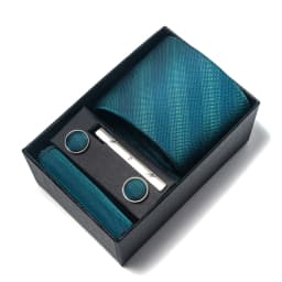 High Grade Holiday Gift Box Brand 8 cm Blue Paisley Tie Handkerchief Cufflink Set Men Necktie Clothing Accessories Birthday Gift