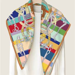 Brand Silk Scarves Horse Rope Printed Twill Silk Scarf Women Shawls Luxury Design Hijab Fashion Square Curled Scarf Neckerchief