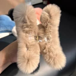 Natural Rex Rabbit Fur Big Crab Hair Clip for Girls Rabbit Hair Claw Clips Cute Ponytail Women's Barrettes Fluffy Hair Crab