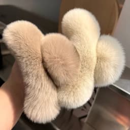 Natural Rex Rabbit Fur Big Crab Hair Clip for Girls Rabbit Hair Claw Clips Cute Ponytail Women's Barrettes Fluffy Hair Crab