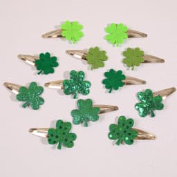 6pcs Sparkly Clover Hair Clips Girls ST'patrick's Day Hairpins Glitter Green Flower Hair Clips Children Kids Headwear