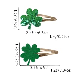 6pcs Sparkly Clover Hair Clips Girls ST'patrick's Day Hairpins Glitter Green Flower Hair Clips Children Kids Headwear