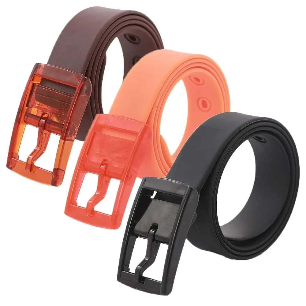 Silicone Belt Square Pin Buckle Belts for Jeans Pants Chic Metal free Waistband Luxury Brand Design