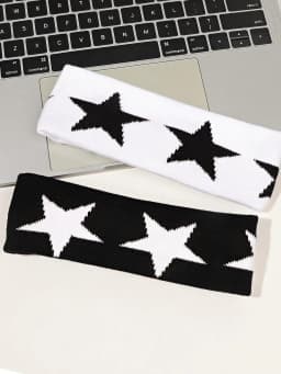 1/2Pcs Black White Star Headbands for Women Girls Yoga Workout No Slip Soft Hair Accessories Head Wraps Fashion Hairbands