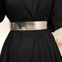 Women's wide version summer versatile decorative Western suit skirt belt new style elastic black holeless leather belt