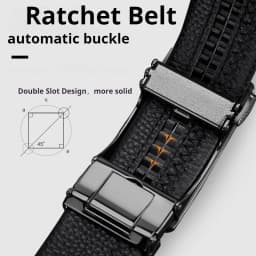 Men's Leather Belt High Quality Genuine Leather, Adjustable Automatic Belt with Alloy Buckle Ratchet, Designer Belt for men