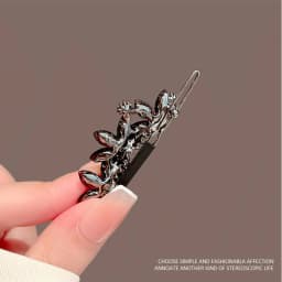 High-end New Year Red Hairpin for Women Rhinestones Glazed Flowers One-word Clip Metal Side Bangs Hair Clips