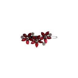 High-end New Year Red Hairpin for Women Rhinestones Glazed Flowers One-word Clip Metal Side Bangs Hair Clips