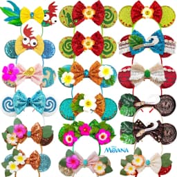 Disney Maui Hook Hair Accessories for Girls Mickey Ears Headbands Women Cartoon Moana Hairbands Kids Frangipani Flowers Headwear