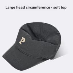 Fashion P Letter Baseball Caps Male Large Size 60cm 63cm Snapback Hats Female Ins Tide Soft Top Big Head Circumference Sun Hat