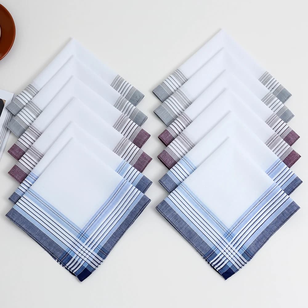 12 Packs of Men's Pure Cotton Handkerchiefs, Soft and Comfortable Handkerchiefs, Wedding Groom's Souvenirs, Sweat-Wiping Flap Pocket Pants Towels