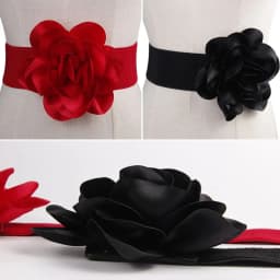 Ladies Large Flowers Wide Belt Fashion Party Waist Belts Dress Tight Elastic Cummerbund Spring Summer Waistband
