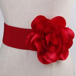 Ladies Large Flowers Wide Belt Fashion Party Waist Belts Dress Tight Elastic Cummerbund Spring Summer Waistband