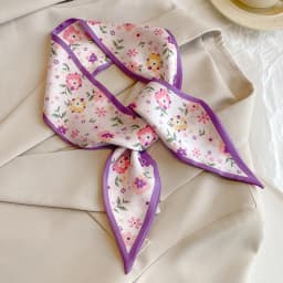 French Purple Small Long Silk Scarf Women's Versatile Headband Hair Tie Thin Narrow Tie Bag Ribbon Streamer Scarf
