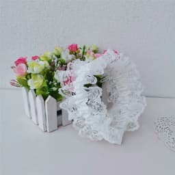 White Lace Pleated Girls Headband Wide Ruffle Sweet Fairy Lolita Princess Hair Accessories Headdress