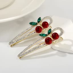 2pcs Fashionable, sweet and cute, pearl cherry hairpin, side clip, forehead bangs, broken hair, hairpin, hairpin headpiece