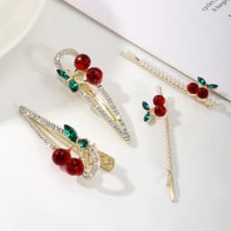 2pcs Fashionable, sweet and cute, pearl cherry hairpin, side clip, forehead bangs, broken hair, hairpin, hairpin headpiece