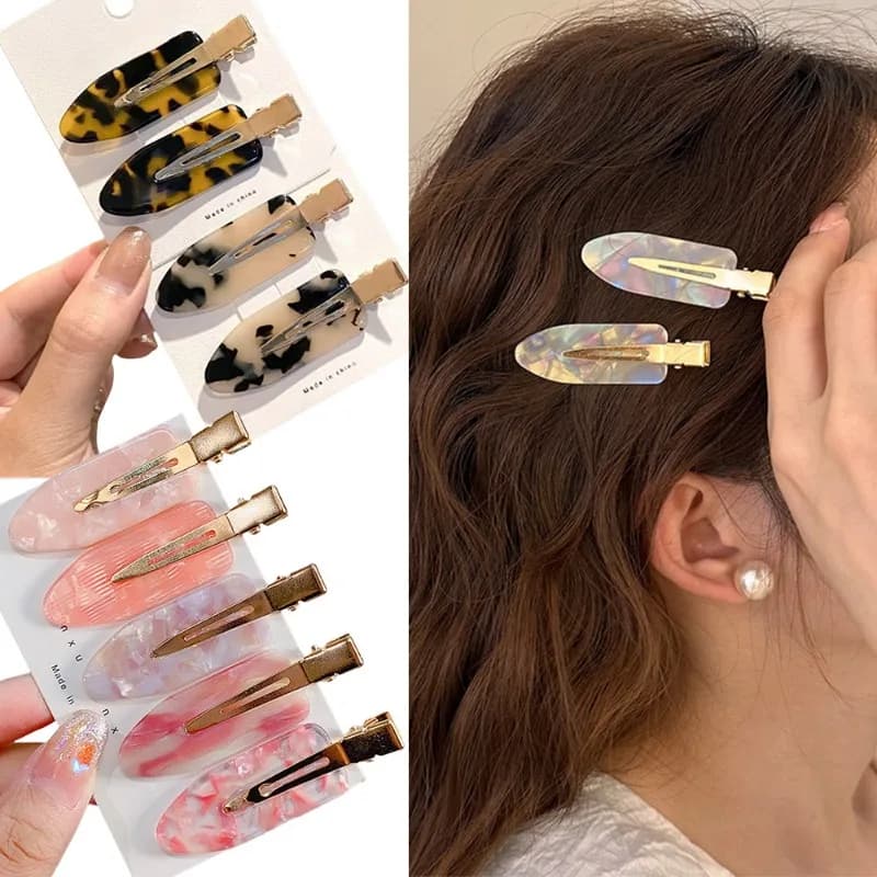 2PCS No Bend Hair Clips for Women Girls Pink Acrylic Acetic Hair Styling Seamless Hair Barrettes Tool Hair Accessories